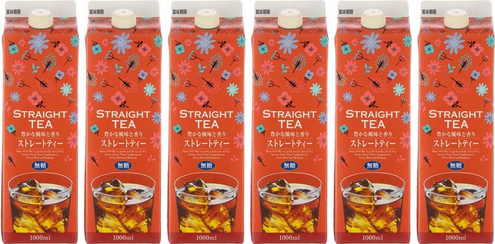 ストレートティー(無糖)1,000ml×6本